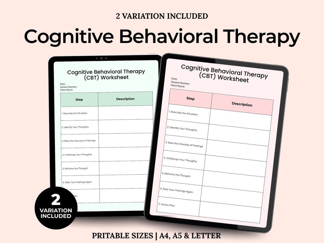 CBT Therapy Workbook, Cognitive Behavioral Therapy Journal, Thought ...