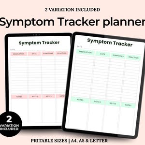 Symptom Tracker Planner, Health & Wellness Journal, Daily Medical Log, Pain Mood Tracker Chronic Illness Organizer Printable Health Planner