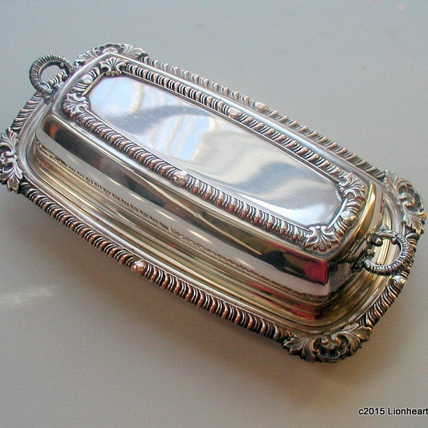 Vintage Silver Plate Covered Butter Dish 1950s Elegant Tabletop Butter Server