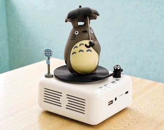 Lettore musicale retrò Totoro da 18 cm per fan di Ghibli, compatibilità Bluetooth e USB, regalo di Natale per lui/lei