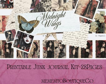 MidnightWings - Kit diario spazzatura stampabile, pagina intera, set di etichette e tasche, carta formato lettera