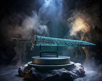 Portachiavi Spada Grande della Luna Oscura di Ranni: Replica in metallo dell'Anello Elden (21/30 cm)