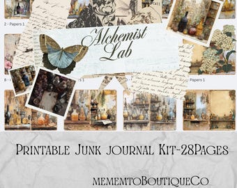 AlchemistLab - Kit per diario spazzatura stampabile, pagina intera, set di etichette e tasche, carta formato lettera