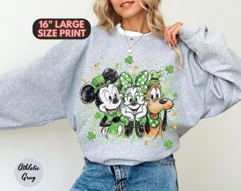 Retro Mickey & Friends Disney St. Patrick's day Sweatshirt, WDW Disneyland Family Trip 2026 Sweatshirt, Disney Lucky Shamrock Shirt