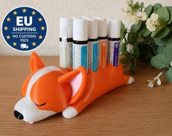 Porta oli essenziali Corgi – Spedizione UE – Nessun costo doganale – Organizzatore per oli per bambini con 7 flaconi, stampato in 3D