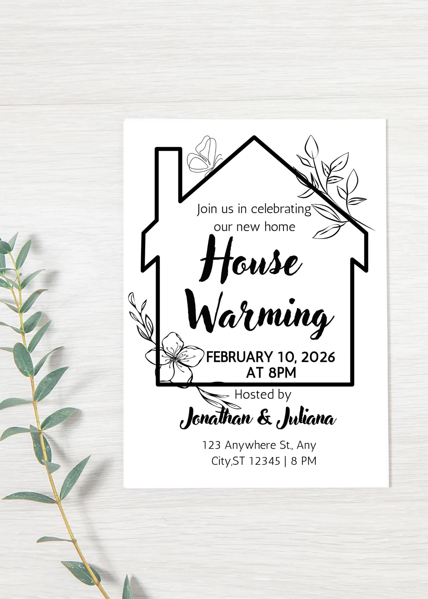 Printable Housewarming Invitation, Editable Canva Template, Modern ...
