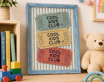Lámina del Club de Niños Geniales, Arte de Pared con Entrada Retro, Decoración para Habitación Infantil, Póster para Sala de Juegos, Obra de Arte Imprimible de Estilo Vintage para Guardería