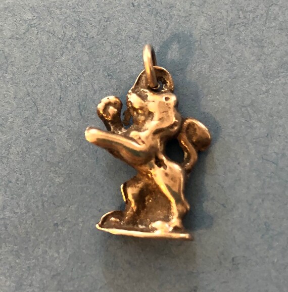 Vintage Sterling Silver Standing Lion Passant Charm, … Gem