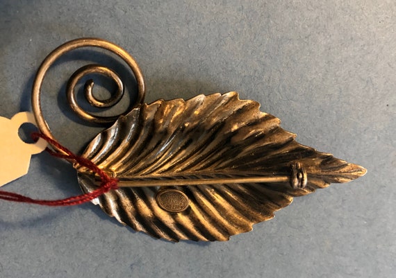 Lovely Vintage STERLING SILVER Leaf Pin Brooch Je… - image 2