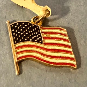 Vintage Sterling Silver Cloisonne Enamel US American Flag Charm