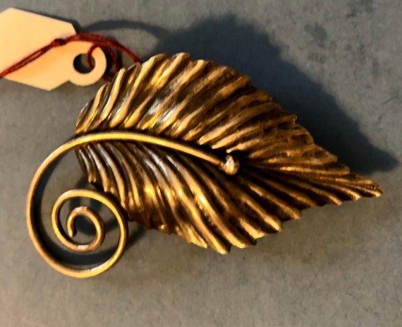 Lovely Vintage STERLING SILVER Leaf Pin Brooch Je… - image 1