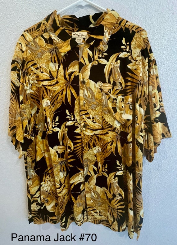 Men’s Hawaiian Shirt, Panama Jack, Black, Parrots,