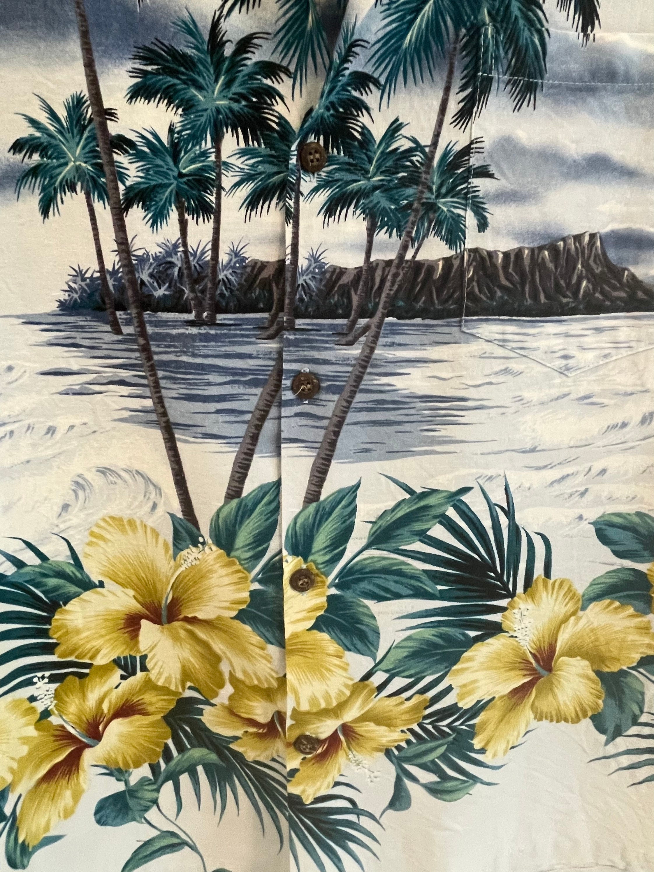 Vintage RJC LTD Hawaiian Shirt Woody Surf Boards Men's 2XL
