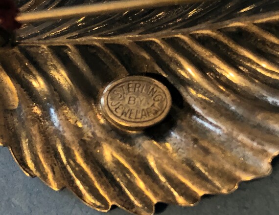 Lovely Vintage STERLING SILVER Leaf Pin Brooch Je… - image 3