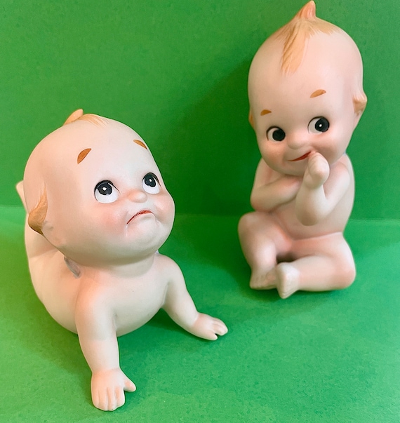 Pair Vintage 1960s Lefton Kewpies Cupies, Sweet Baby Figures, MIJ