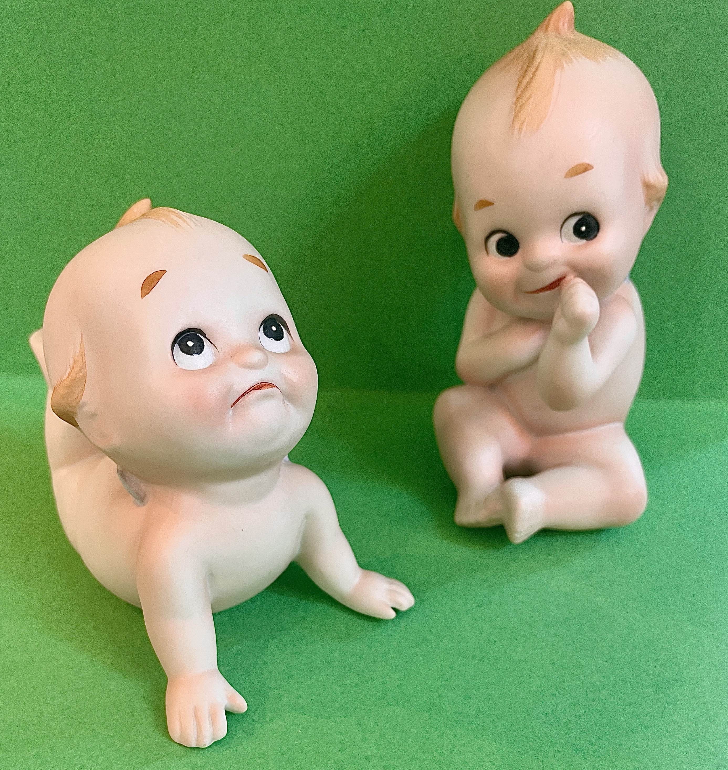 Pair Vintage 1960s Lefton Kewpies Cupies, Sweet Baby Figures, MIJ