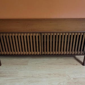 Bamboo TV Stand for 65” TVs, Modern Media Console Table, Storage Cabinet, Walnut Finish