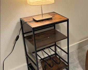 3-Tier Vinyl Record Player Stand, 28″ End Table with Storage for 120 Albums