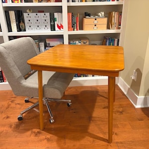 Folding Card Table 32 Inch Square Solid Wood Game Table Fruitwood Finish