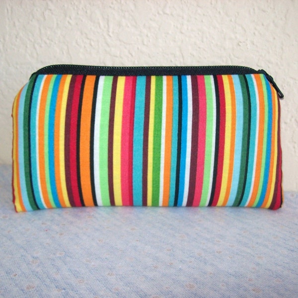 Multi Colored Stripes Cotton Padded Pipe Pouch 5.5"