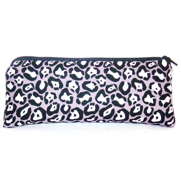 Grey & Black Cheetah Print Cotton Padded Pipe Pouch 7.5"