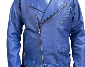 Men's Blue Croc Embossed Effect Motorcycle Biker Elasticated