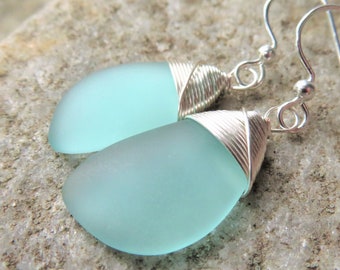 Rare Unique Green Lime White Patterned Pottery Shard Earrings Genuine Beach Sea Glass Sterling Silver Earrings
