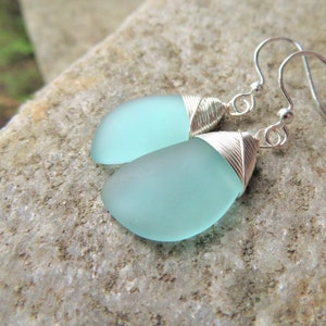 Aqua green Sea glass jewelry cultured beach earrings necklace or a set of both choice of colors