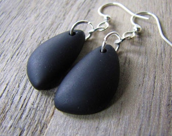 black frosted glass earrings - choice of ear wire at checkout