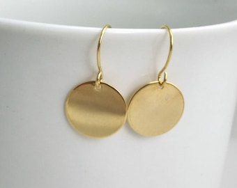 gold disc earrings - choice of 12mm or 15mm