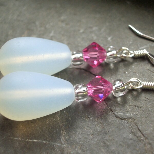 opal sea glass earrings