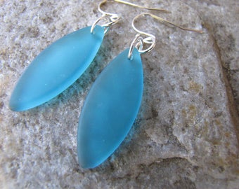 Turquoise earrings sea glass ear rings beach glass  jewelry turquoise bridesmaid wedding glass leaf