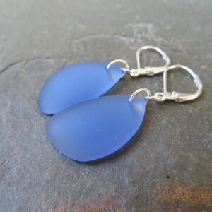 Sea Glass Earrings with Lever back ear wires - cultured beach glass jewelry - Choice of glass color and material at checkout LIGHT BLUE