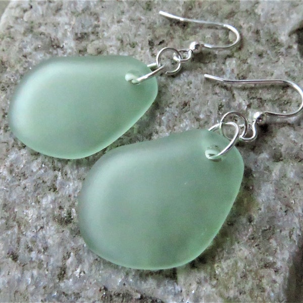 light green sea glass earrings