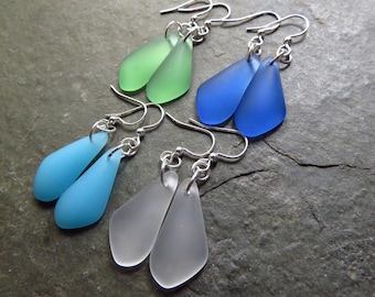 Cultured sea glass earrings - choice of colors - choice of ear wire material