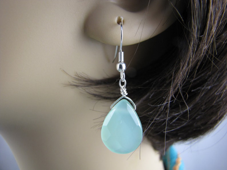 soft blue green faceted teardrop earrings image 4