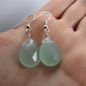 soft blue green faceted teardrop earrings image 3