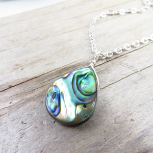 Abalone necklace Paua shell pendant 18 silver dainty chain choice of silver plated or sterling silver image 5