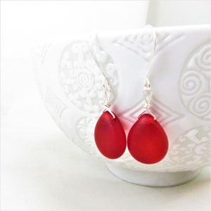 red sea glass earrings