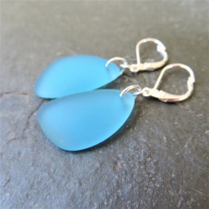 Sea Glass Earrings with Lever back ear wires - cultured beach glass jewelry - Choice of glass color and material at checkout