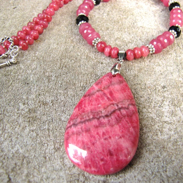 strawberry lemonade colored gemstone necklace