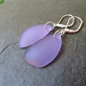Sea Glass Earrings with Lever back ear wires - cultured beach glass jewelry - Choice of glass color and material at checkout PURPLE
