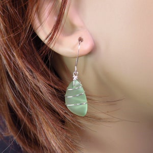Sea Foam Green Sea Glass Jewelry choice of ear wire material at checkout image 2