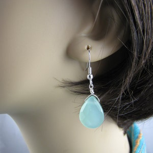 soft blue green faceted teardrop earrings image 5