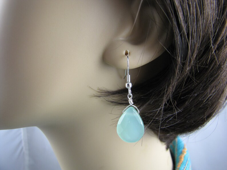 soft blue green faceted teardrop earrings image 5