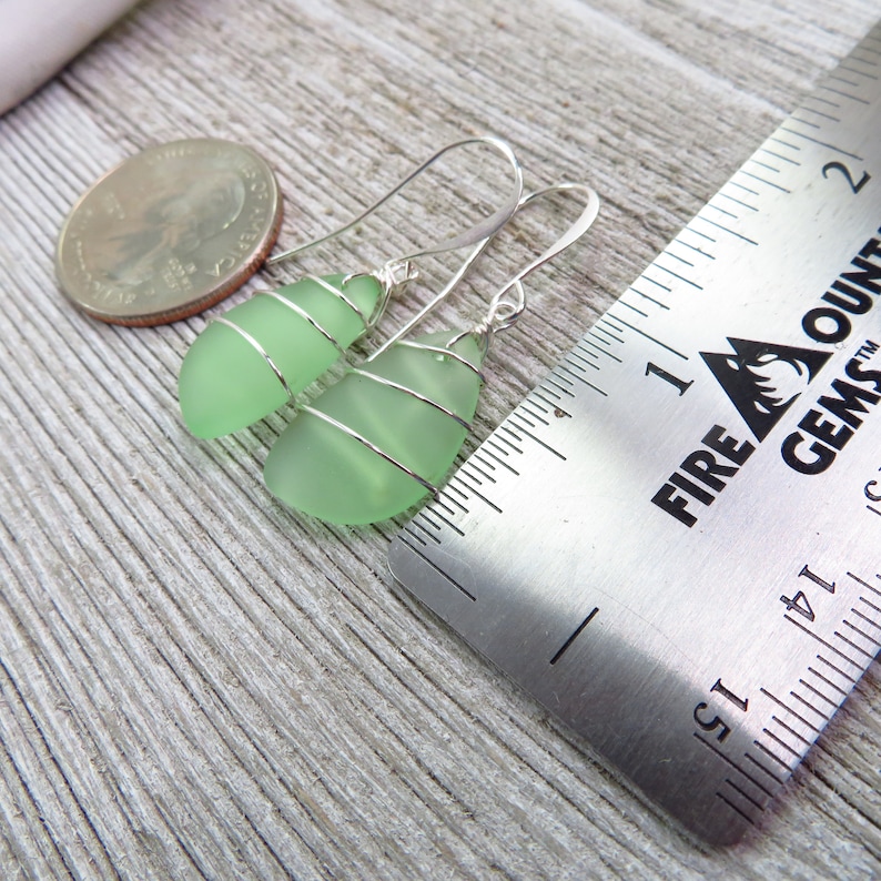 Sea Foam Green Sea Glass Jewelry choice of ear wire material at checkout image 5