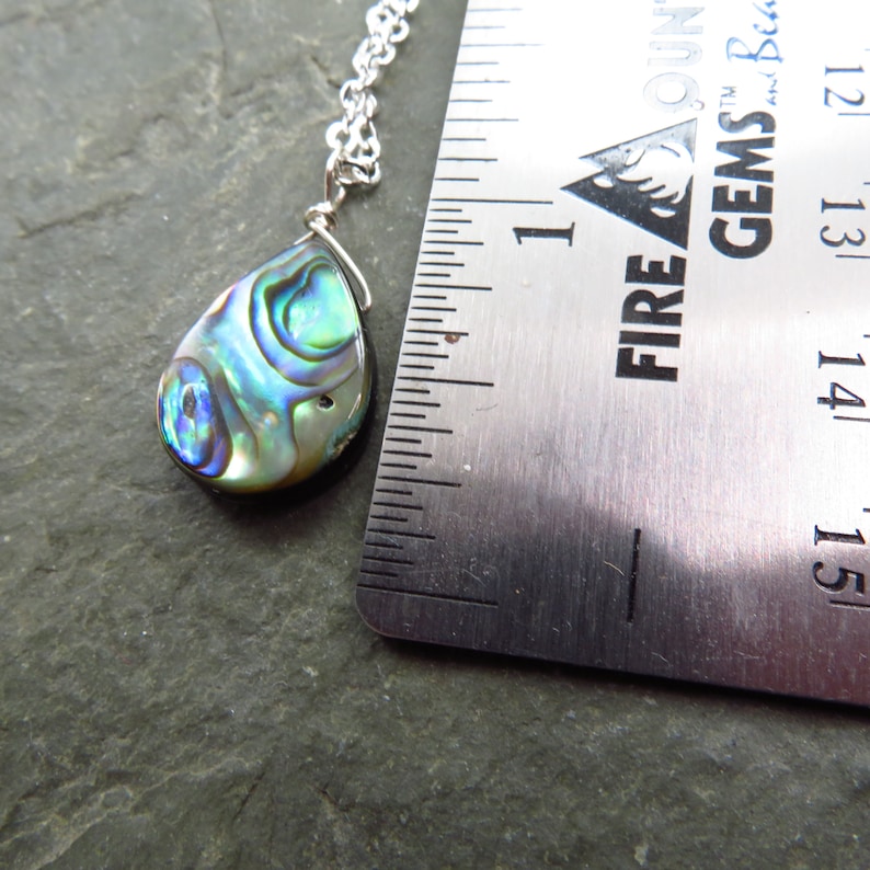 Abalone necklace Paua shell pendant 18 silver dainty chain choice of silver plated or sterling silver image 2