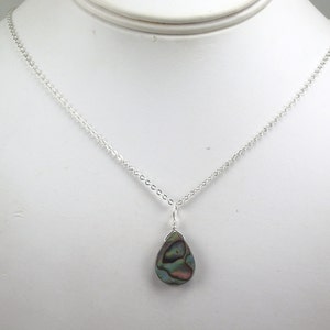 Abalone necklace Paua shell pendant 18 silver dainty chain choice of silver plated or sterling silver image 4