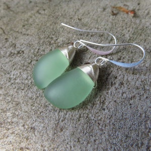 Sea glass earrings cultured seaglass jewelry choice of colors and metal silver plated or sterling seafoam green