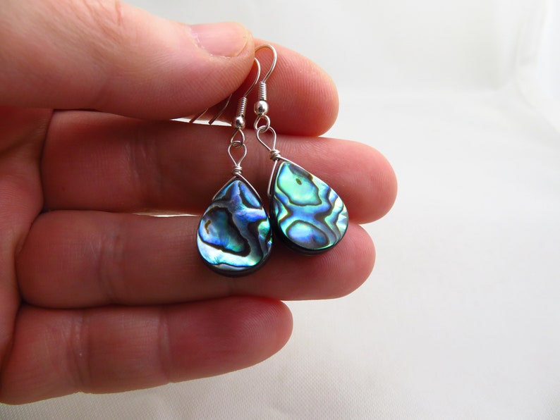 Abalone teardrop Earrings Paua shell jewelry hypoallergenic | Etsy